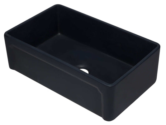ALFI 33" Black Reversible Single Fireclay Farm Kitchen Sink AB3320SB-BM - Matte Black