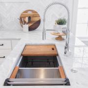 ZLINE Garmisch 33" Undermount Single Bowl Sink in Stainless Steel with Accessories (SLS-33) showcased in a modern kitchen.
