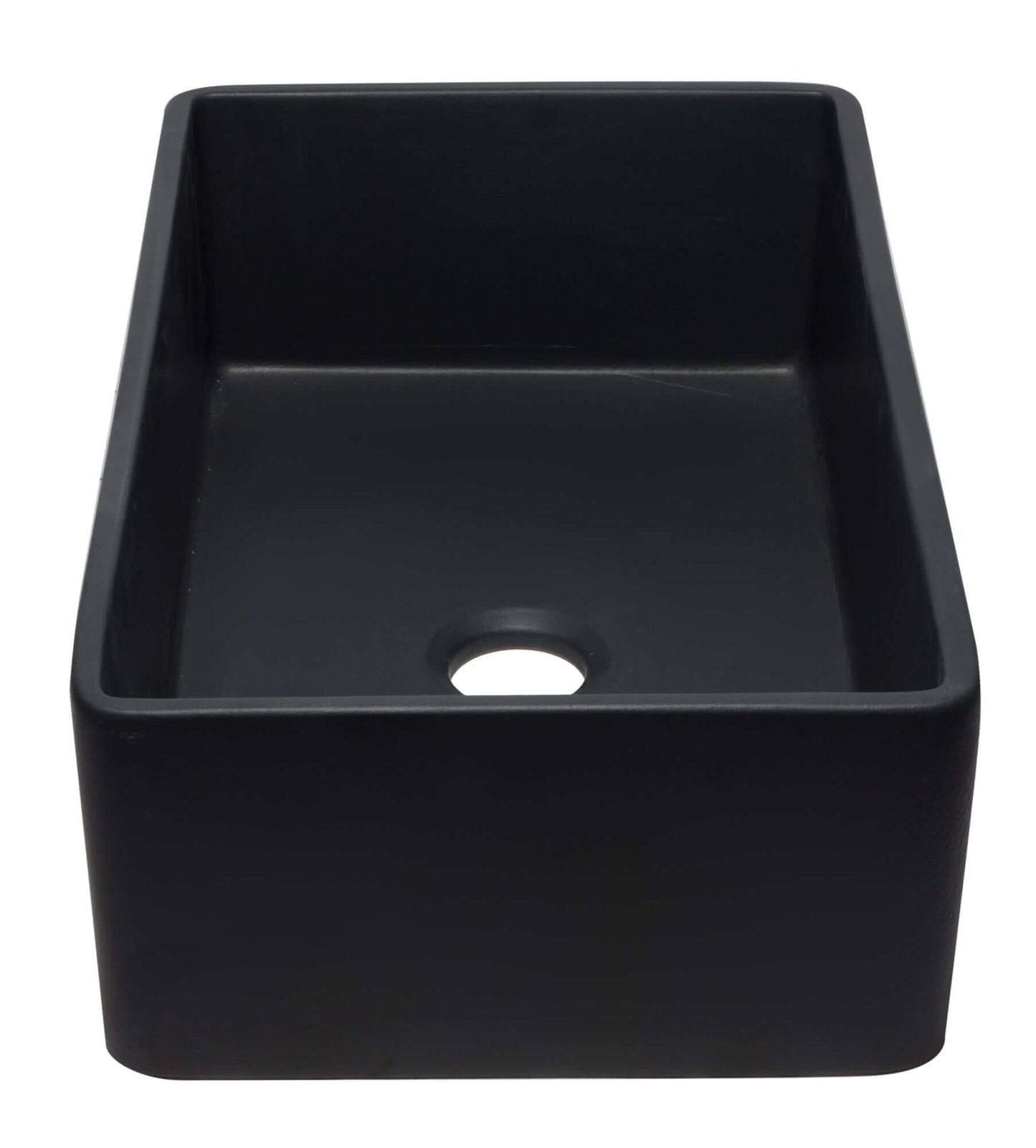ALFI 33" Black Reversible Single Fireclay Farm Kitchen Sink AB3320SB-BM - Matte Black showing a black matte finish and single bowl design.