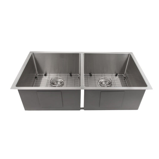 ZLINE Anton 36" Undermount Double Bowl Sink in Stainless Steel (SR50D-36) with sleek dual-basin design.
