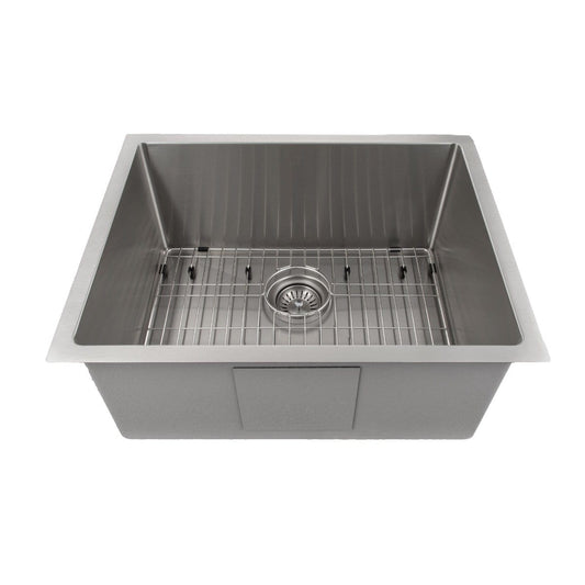 ZLINE Meribel 23" Undermount Single Bowl Sink in Stainless Steel (SRS-23) with grid and drain.