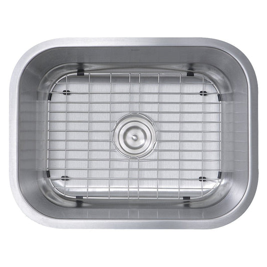 Nantucket 23" Small Rectangle Single Bowl Undermount Stainless Steel Kitchen Sink - NS09i-16, top view with grid.