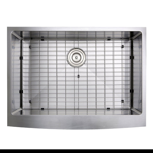 Nantucket 30" Pro Series Single Bowl Farmhouse Apron Front Stainless Steel Kitchen Sink - APRON302010-SR-16 top view