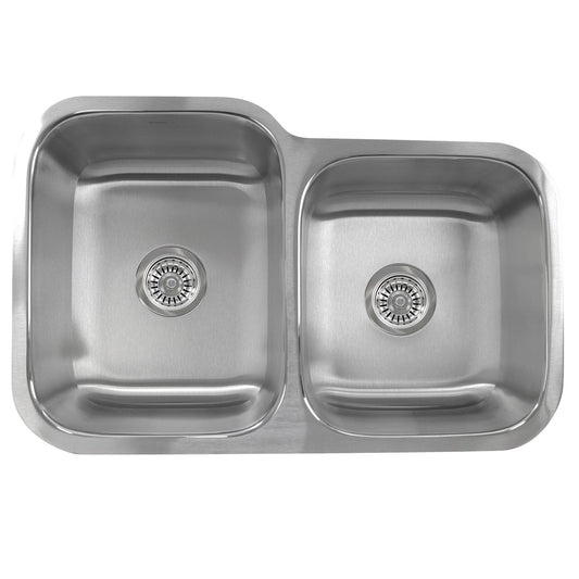Nantucket 32" 60/40 Double bowl Undermount Stainless Steel Kitchen Sink, 18 Gauge - NS6040-18 top view image.