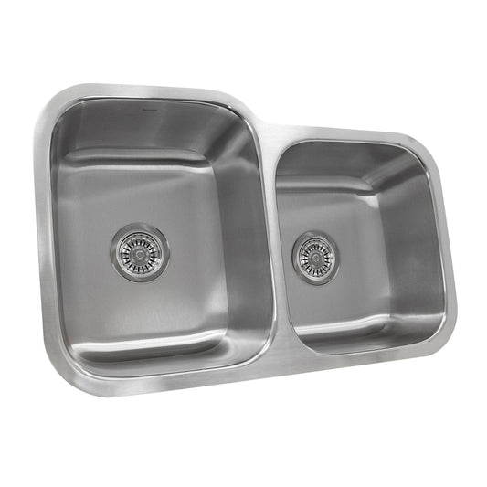 Nantucket 32" 60/40 Double bowl Undermount Stainless Steel Kitchen Sink, 18 Gauge - NS6040-18 in polished stainless steel.