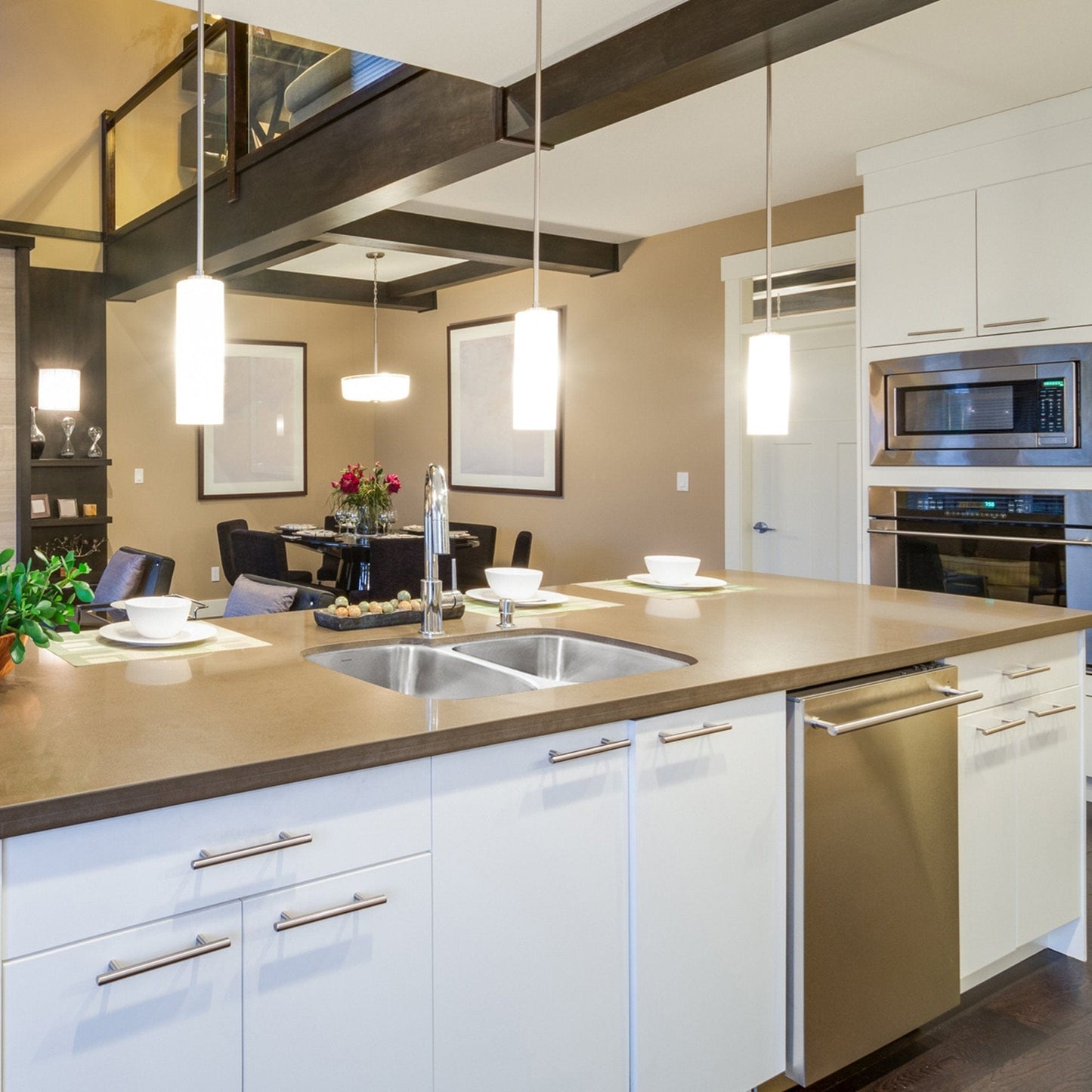Nantucket 32" 60/40 Double bowl Undermount Stainless Steel Kitchen Sink, 18 Gauge - NS6040-18 in a modern kitchen setting.