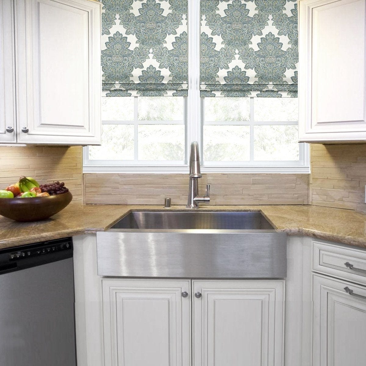 Nantucket 33" Pro Series Single Bowl Farmhouse Apron Front Stainless Steel Kitchen Sink - APRON332010-16 installed in a modern kitchen.