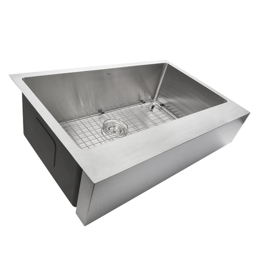 Nantucket EZApron33 Patented Design Pro Series Single Bowl Undermount Stainless Steel Kitchen Sink with 7" Apron Front - EZApron33