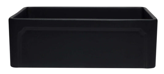 ALFI 30" Black Reversible Single Fireclay Farm Kitchen Sink AB3020SB-BM showcasing sophisticated matte black finish.