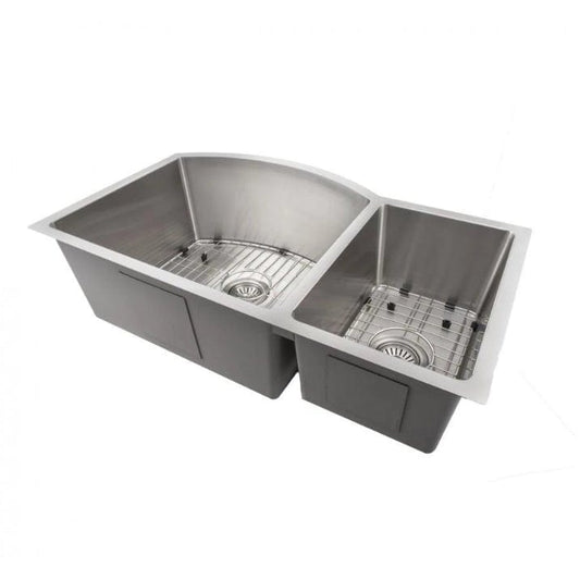 ZLINE Cortina 33" Undermount Double Bowl Sink in Stainless Steel (SC70D-33) view showcasing dual bowls and stainless finish.