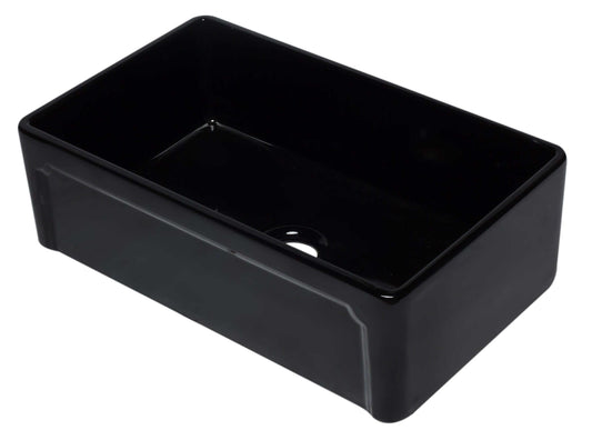 ALFI 33" Black Reversible Single Fireclay Farm Kitchen Sink AB3320SB-BG