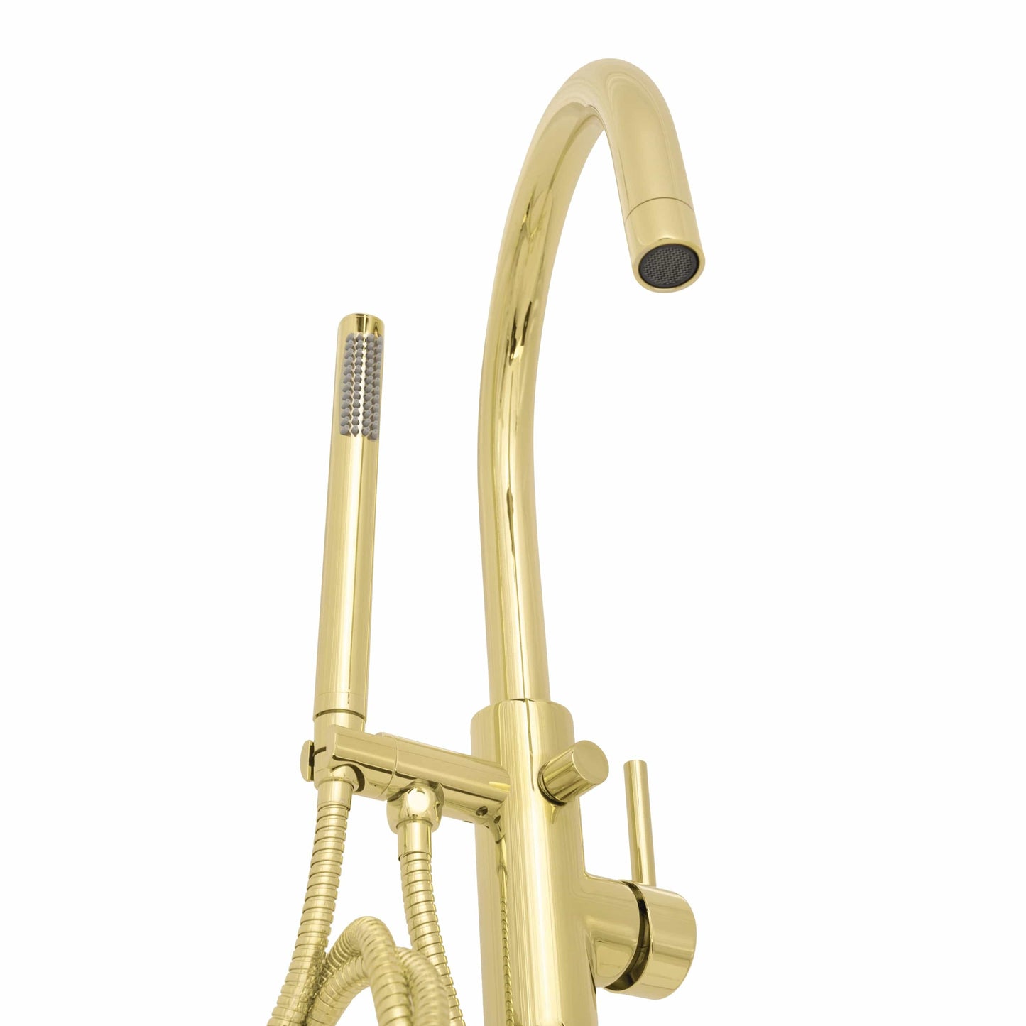 ZLINE Emerald Bay Bath Tub Filler in luxurious gold finish with modern design and handheld shower.