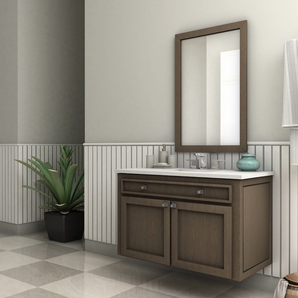 ZLINE Marlette Bath Faucet installed in a stylish bathroom with modern vanity and mirror.
