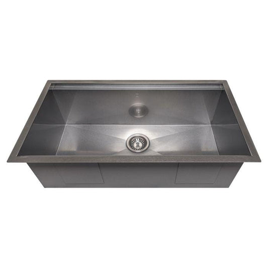 ZLINE Garmisch 33" Undermount Single Bowl Sink in DuraSnow® Stainless Steel with Accessories (SLS-33S)