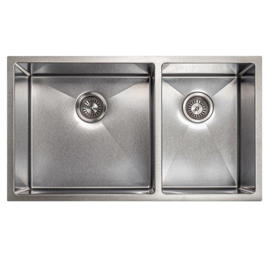 ZLINE Chamonix 33" Undermount Double Bowl Sink in DuraSnow® Stainless Steel (SR60D-33S) top view