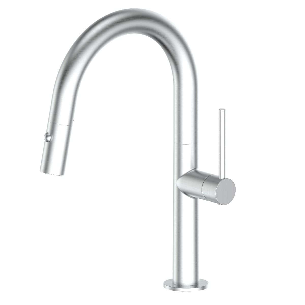 ZLINE Voltaire Chrome Streamlined Kitchen Faucet VLT-KF-CH in a sleek, modern design with high-arc spout.