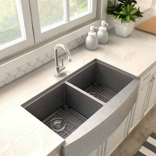 ZLINE Renoir Contemporary Kitchen Faucet REN-KF-CH in a stylish modern kitchen with a double sink.