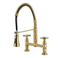 Kingston Brass GS1273BEX Essex Double-Handle Deck-Mount Pre-Rinse Bridge Kitchen Faucet, Antique Brass