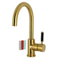 Fauceture LS8233DKL Kaiser Single-Handle Vessel Sink Faucet, Brushed Brass, high-arc design showing spout and handle from a frontal view.