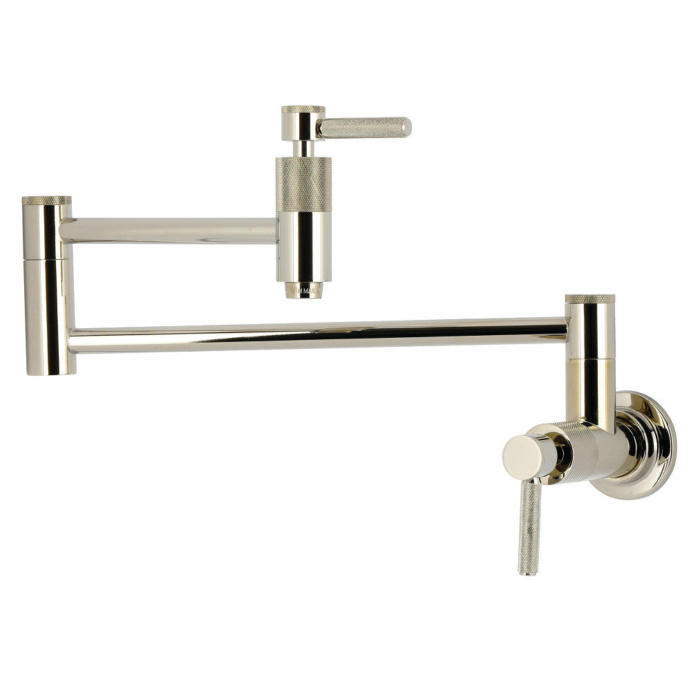 Kingston Brass KS8103KNL Convergent Wall Mount Pot Filler Faucet with Knurled Handle, Antique Brass
