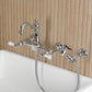 Kingston KS2443PLBS Heritage Two-Handle Wall Mount Bridge Kitchen Faucet with Brass Sprayer, Antique Brass