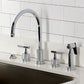 Kingston Brass KS8723KNLBS Convergent Double-Handle Widespread Kitchen Faucet with Knurled Handle and Brass Sprayer, Antique Brass