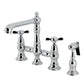 Kingston KS7277BEXBS Essex Bridge Kitchen Faucet with Brass Sprayer, Brushed Brass in polished chrome finish.