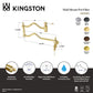 Kingston Brass KS2107PL Heritage Wall Mount Pot Filler Faucet, Brushed Brass with detailed measurements and features.