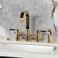 Kingston KS8267DKLBS Kaiser Bridge Kitchen Faucet with Brass Sprayer, Brushed Brass shown on modern countertop