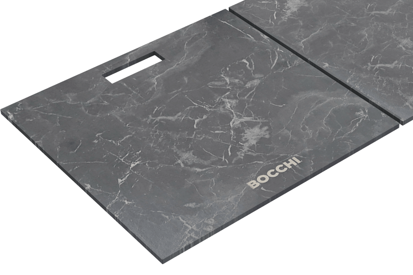 BOCCHI HPL Cutting Board Cover with Handle for Baveno Lux Sinks - 2320 0016 in elegant marble design.