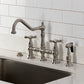 Kingston KS3277BEXBS Essex Bridge Kitchen Faucet with Brass Sprayer, Brushed Brass