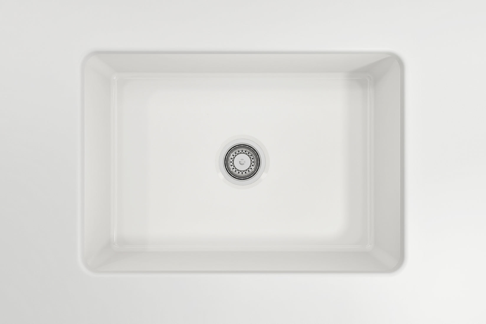 Detail of Bocchi Sotto 27" Fireclay Sink and Strainer