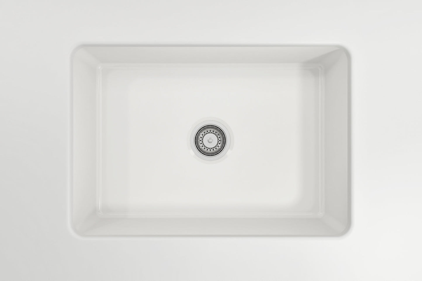 Detail of Bocchi Sotto 27" Fireclay Sink and Strainer