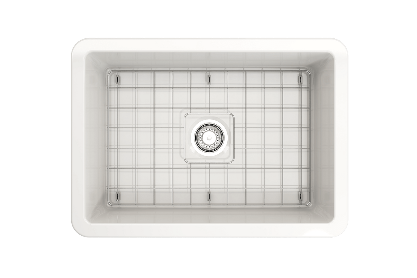 Bird's Eye View of Bocchi Sotto 27" Sink with included bottom grid and strainer