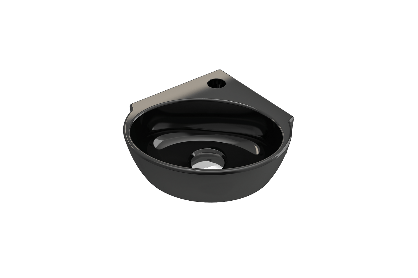 BOCCHI MILANO 12" Corner Sink Fireclay 1-Hole With Overflow in sleek black finish, showcasing a stylish top-down angle.