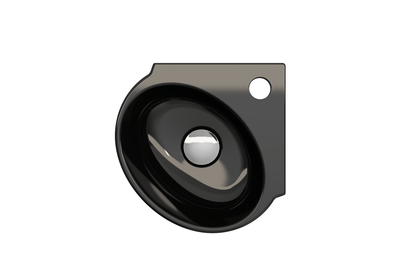 BOCCHI MILANO 12" Corner Sink Fireclay 1-Hole With Overflow in sleek black, showcasing a modern side angle view.