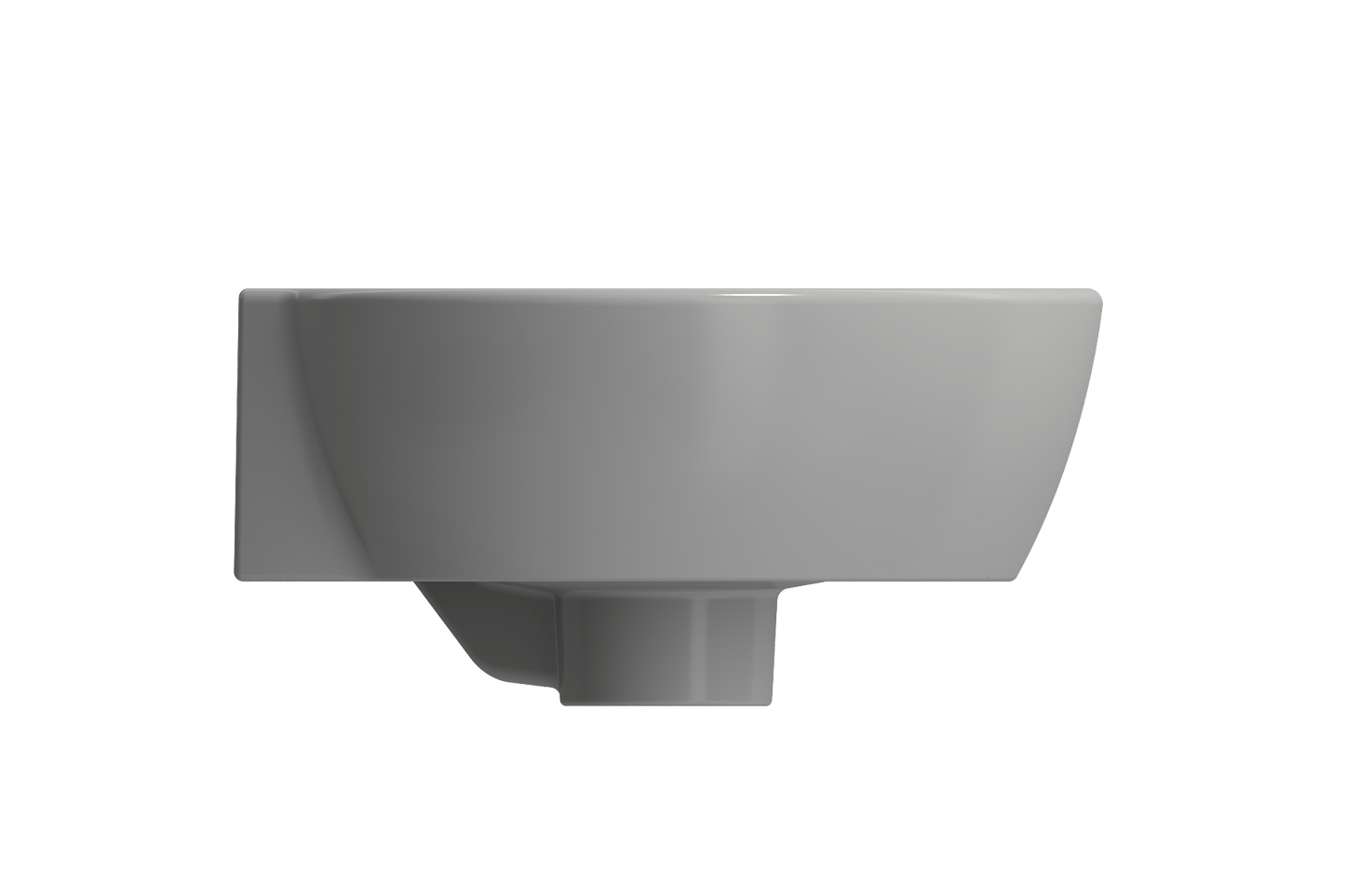 BOCCHI MILANO 12" Corner Sink Fireclay 1-Hole With Overflow in sleek gray finish, showcasing wall-hung compact design.