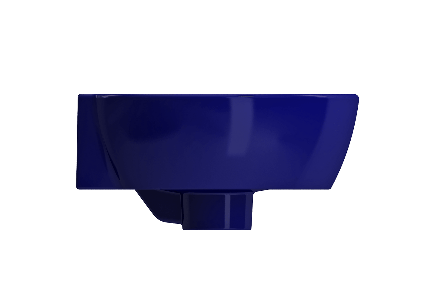 BOCCHI MILANO 12" Corner Sink Fireclay 1-Hole With Overflow in deep blue, showcasing a smooth corner profile.
