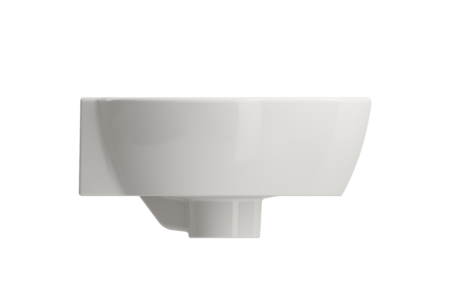 BOCCHI MILANO 12" Corner Sink Fireclay 1-Hole With Overflow in sleek white finish showcasing side profile view.