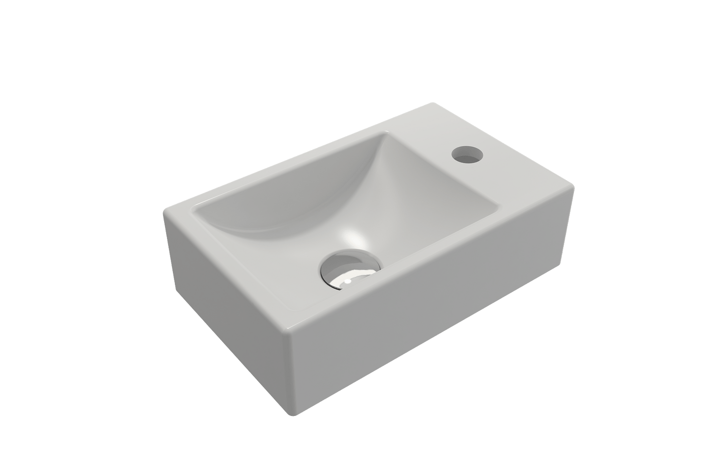 BOCCHI MILANO 14.5" Wall-Mounted Sink Fireclay 1-hole Right Side Faucet Deck With Overflow in sleek white finish.