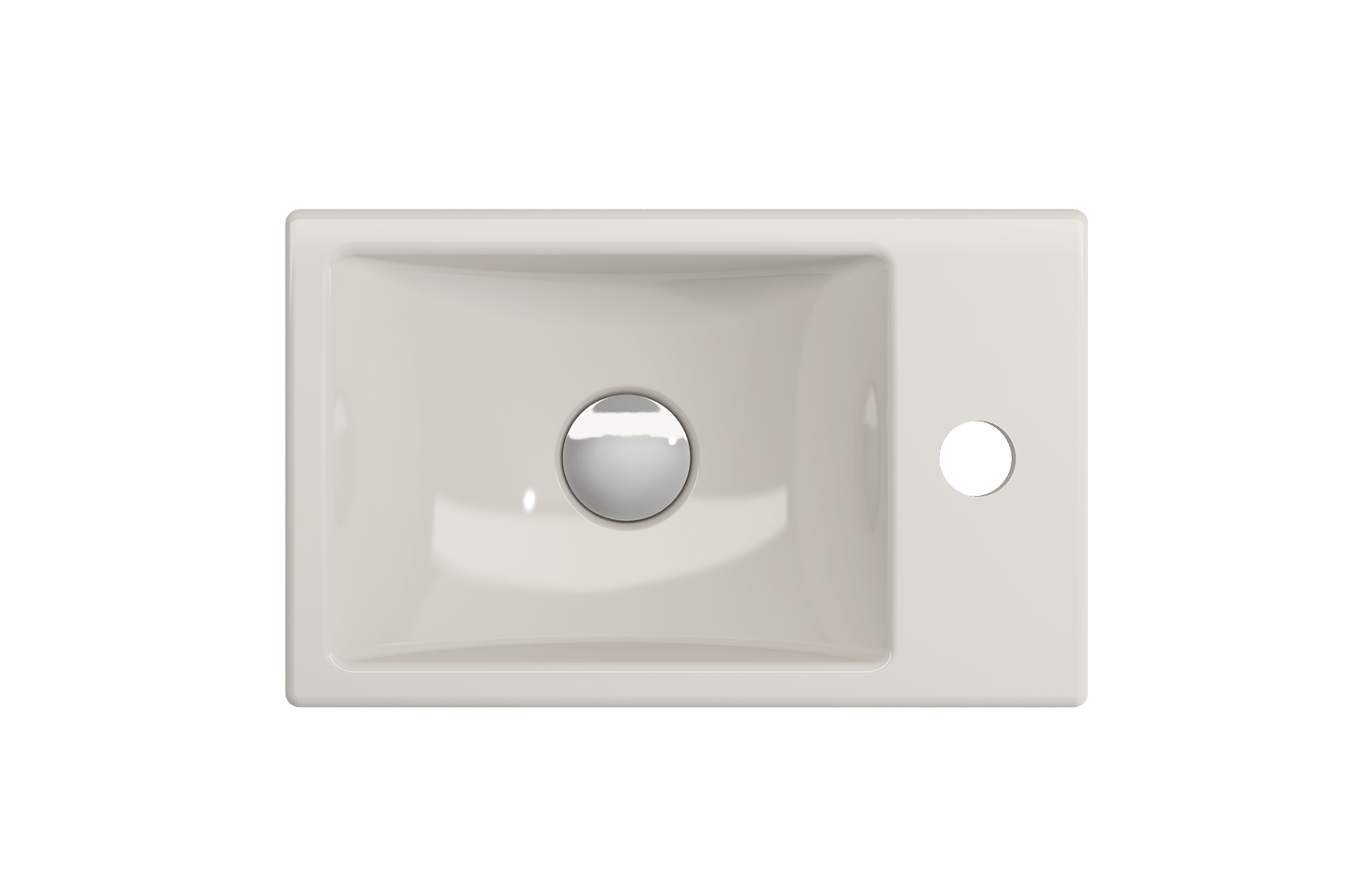BOCCHI MILANO 14.5" Wall-Mounted Sink Fireclay 1-hole Right Side Faucet Deck With Overflow - top view in white finish