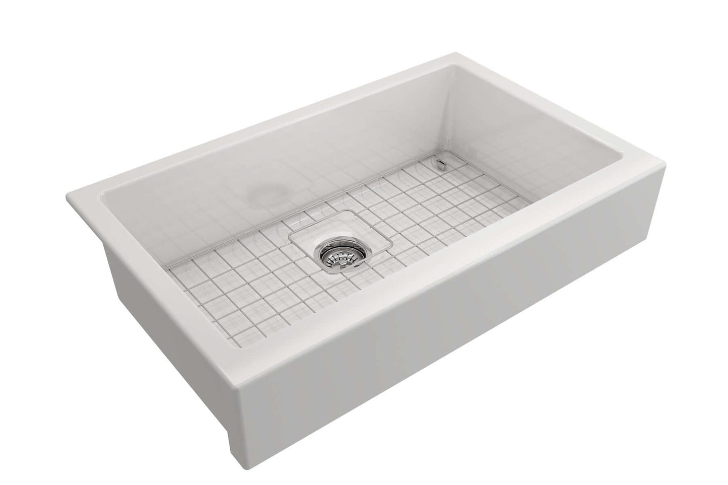 BOCCHI NUOVA 34" Single Bowl Kitchen Sink with Protective Bottom Grid and Strainer