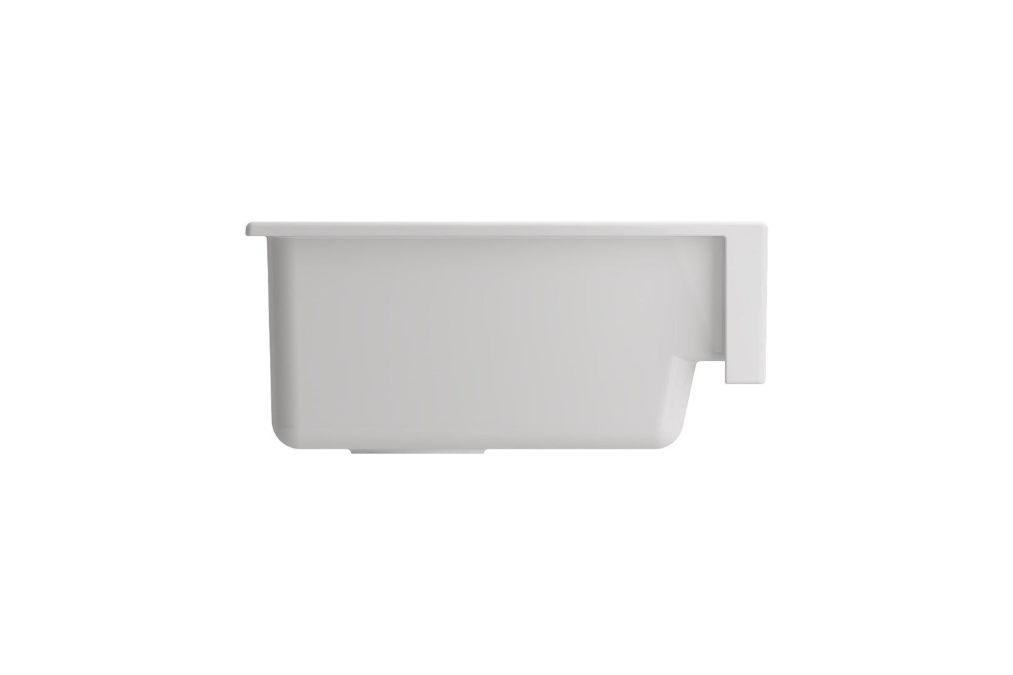 BOCCHI NUOVA 34" Single Bowl Kitchen Sink with Protective Bottom Grid and Strainer side view
