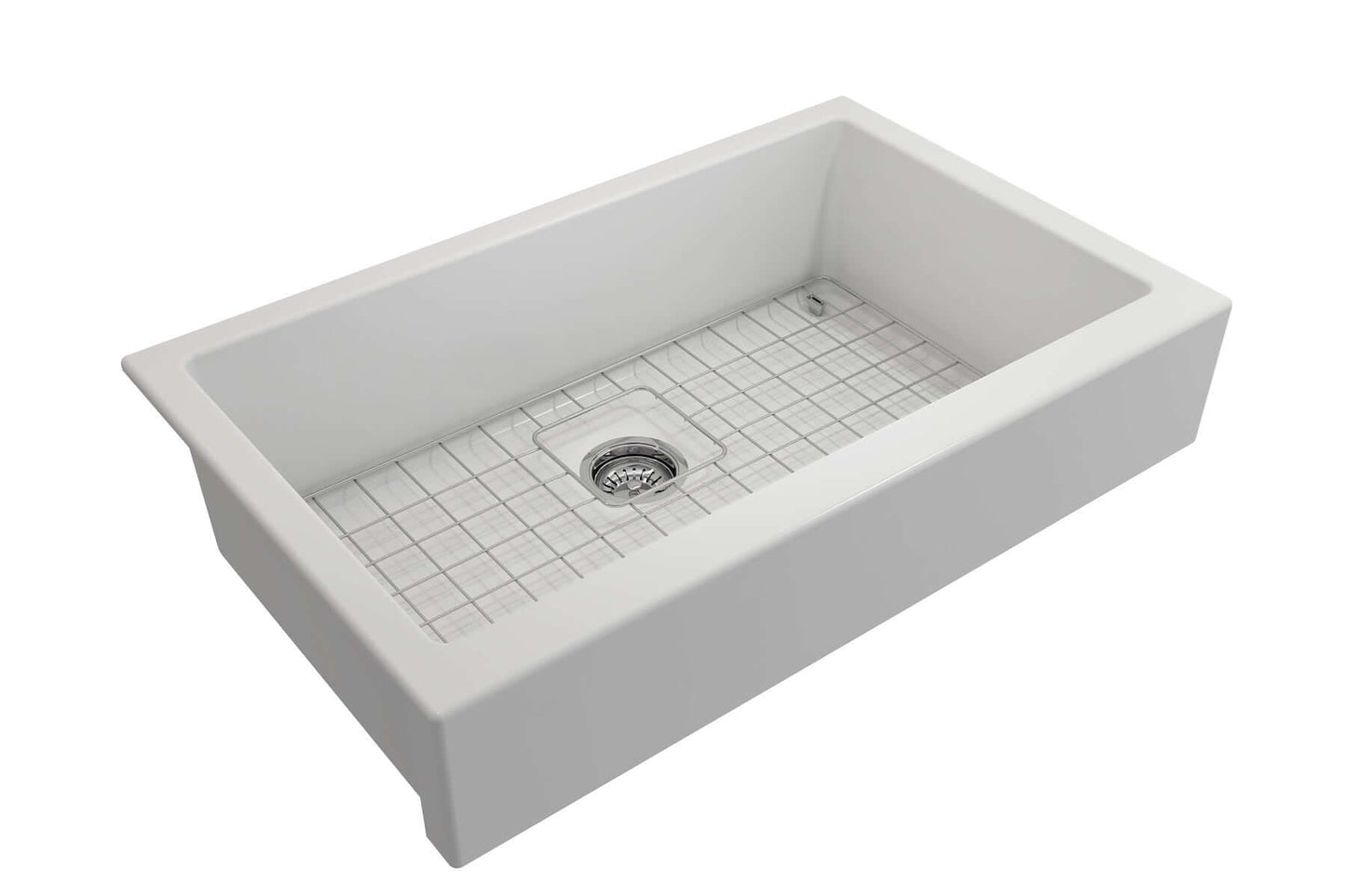 BOCCHI NUOVA 34" Single Bowl Kitchen Sink with Protective Bottom Grid and Strainer
