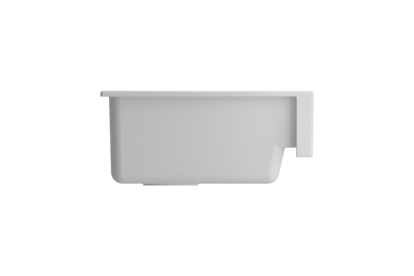 BOCCHI NUOVA 34" Single Bowl Kitchen Sink with Protective Bottom Grid and Strainer side view