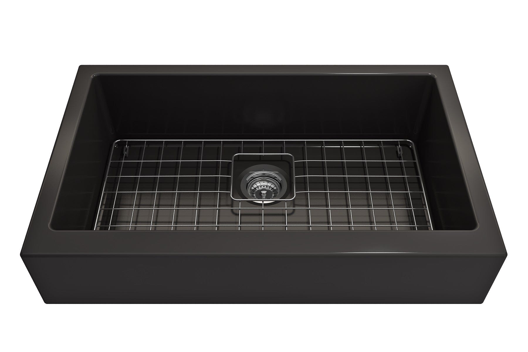 BOCCHI NUOVA 34" Single Bowl Kitchen Sink with Protective Bottom Grid and Strainer