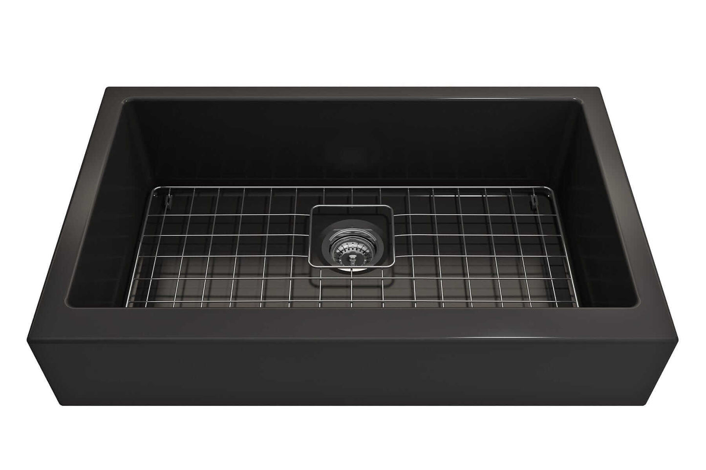 BOCCHI NUOVA 34" Single Bowl Kitchen Sink with Protective Bottom Grid and Strainer