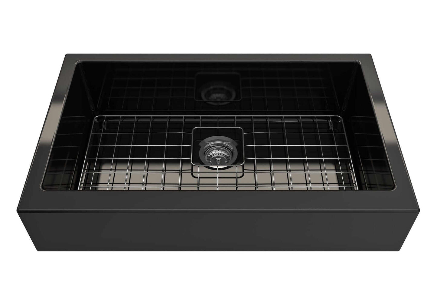 BOCCHI NUOVA 34" Single Bowl Kitchen Sink with Protective Bottom Grid and Strainer, featuring a modern design.