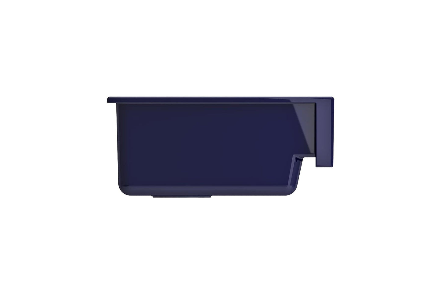BOCCHI NUOVA 34" Single Bowl Kitchen Sink with Protective Bottom Grid and Strainer in deep blue color.