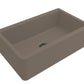 BOCCHI ARONA 33" Single Bowl Granite Kitchen Sink in Mink with Integrated Workstation and Accessories front corner view.